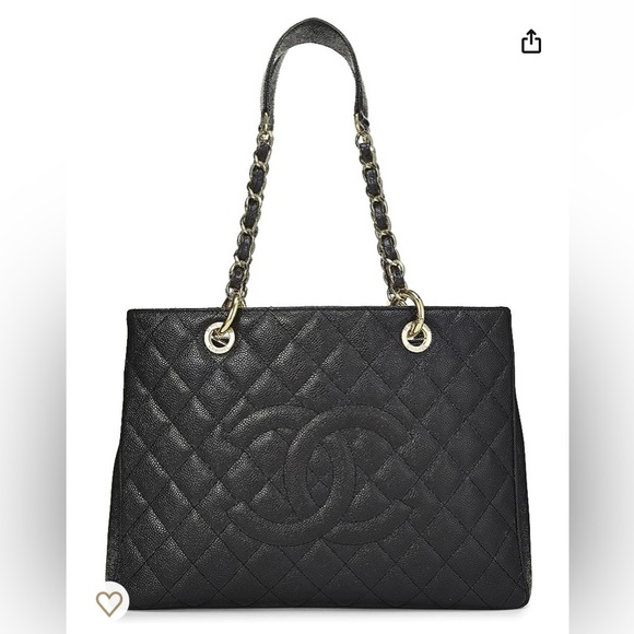 Chanel tote bag, caviar leather black\gold still great condition. - Picture 1 of 5